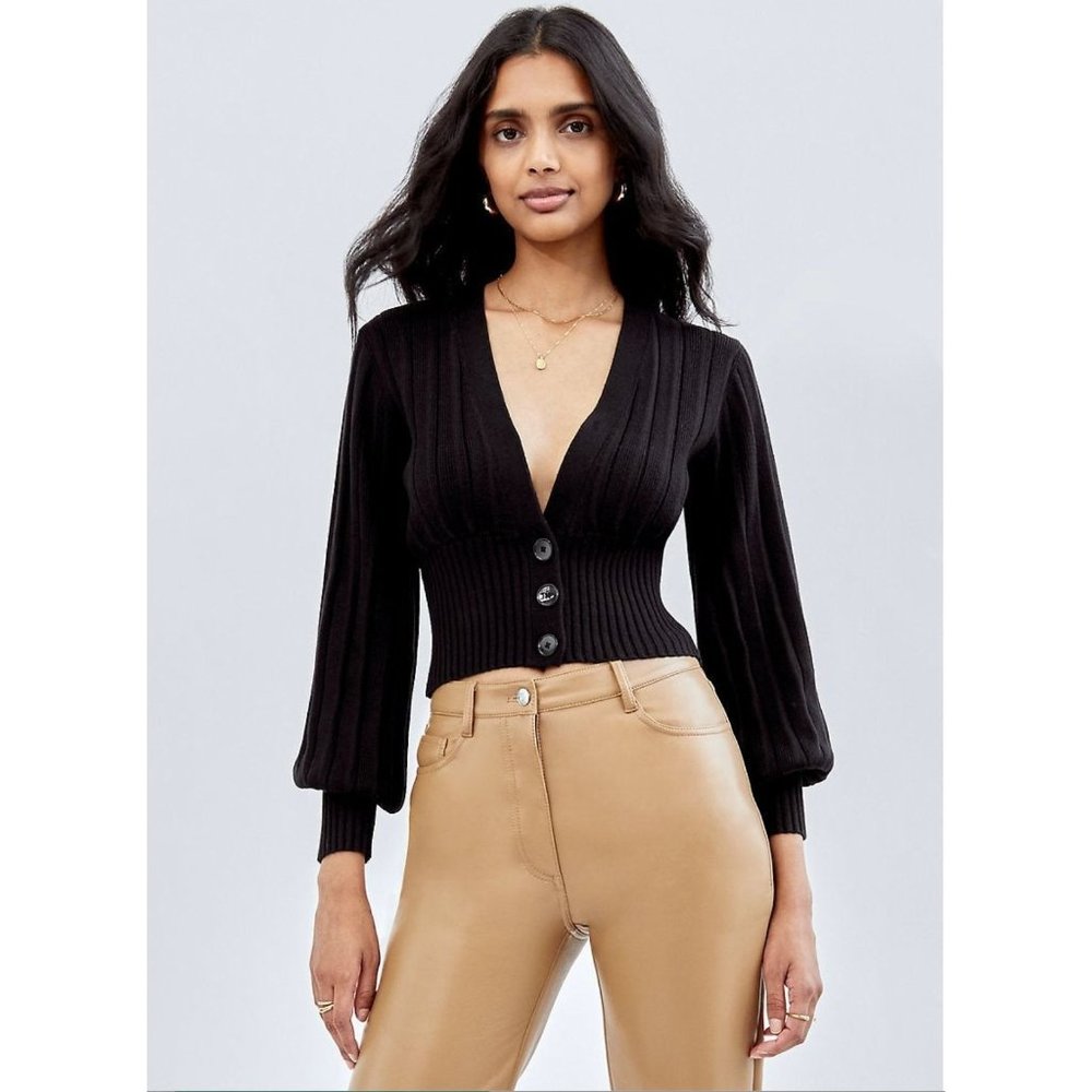 Wilfred Black Ribbed Cardigan